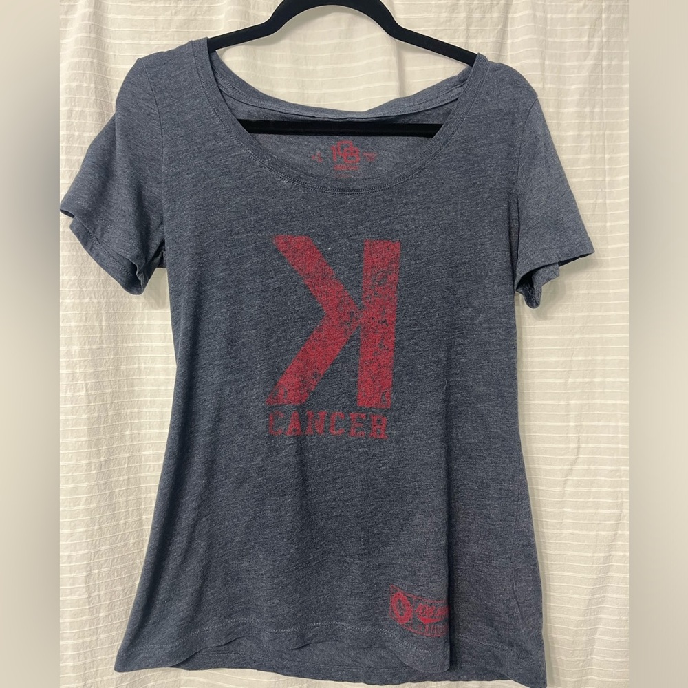 Strikeout Cancer Baseball T-Shirt Used L